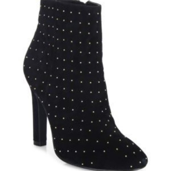 JOIE BOOT HACHIRO BLACK SUEDE GOLD STUD ANKLE ANKLE BOOTIE 7.5 NWT